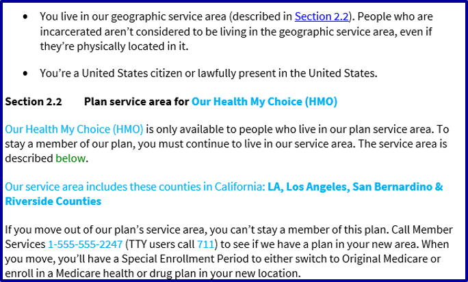 Regular EOC screenshot beginning with geographic service area language